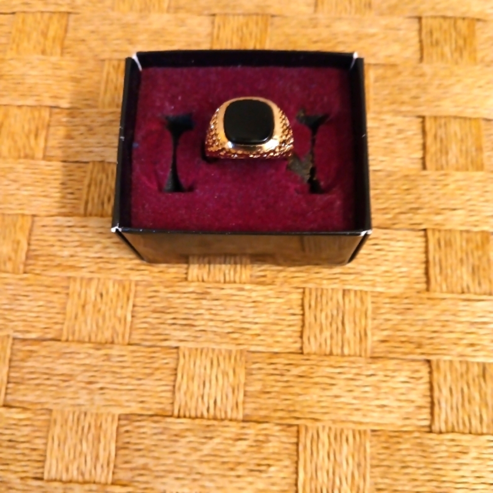 Gold and Black .925 Silver Statement Ring Size 9